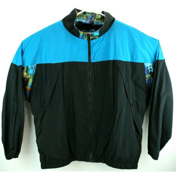 Tower Bay Other - Tower Bay Jacket Vintage Mens Sz 2XL Windbreaker Black Blue 100% Nylon